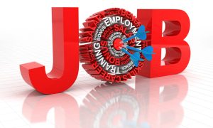 Target job concept. Employment, salary, benefits, salary skills words.